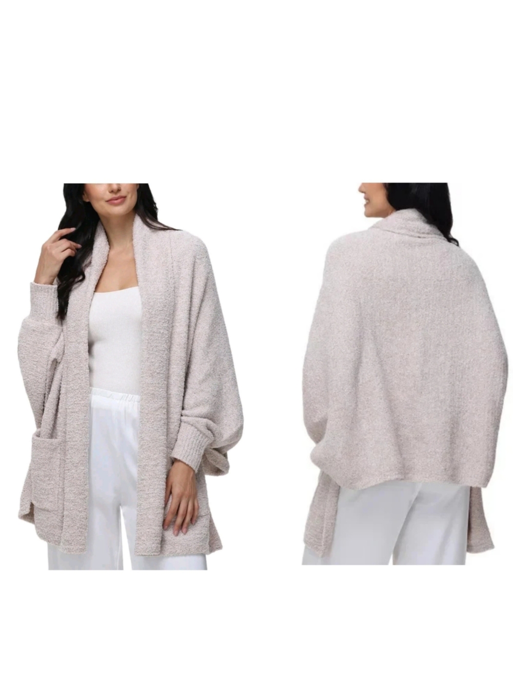 525 America Cardigan Womens L/XL The Cozy Wrap Open Front Goat Heather Tan Boho